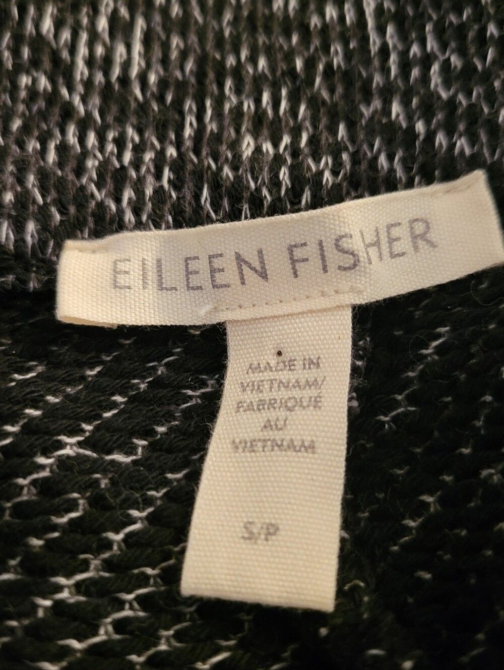 Eileen Fisher Charcoal High-Neck Knit Sweater Jacket Lightweight | Size S/P - Picture 7 of 8
